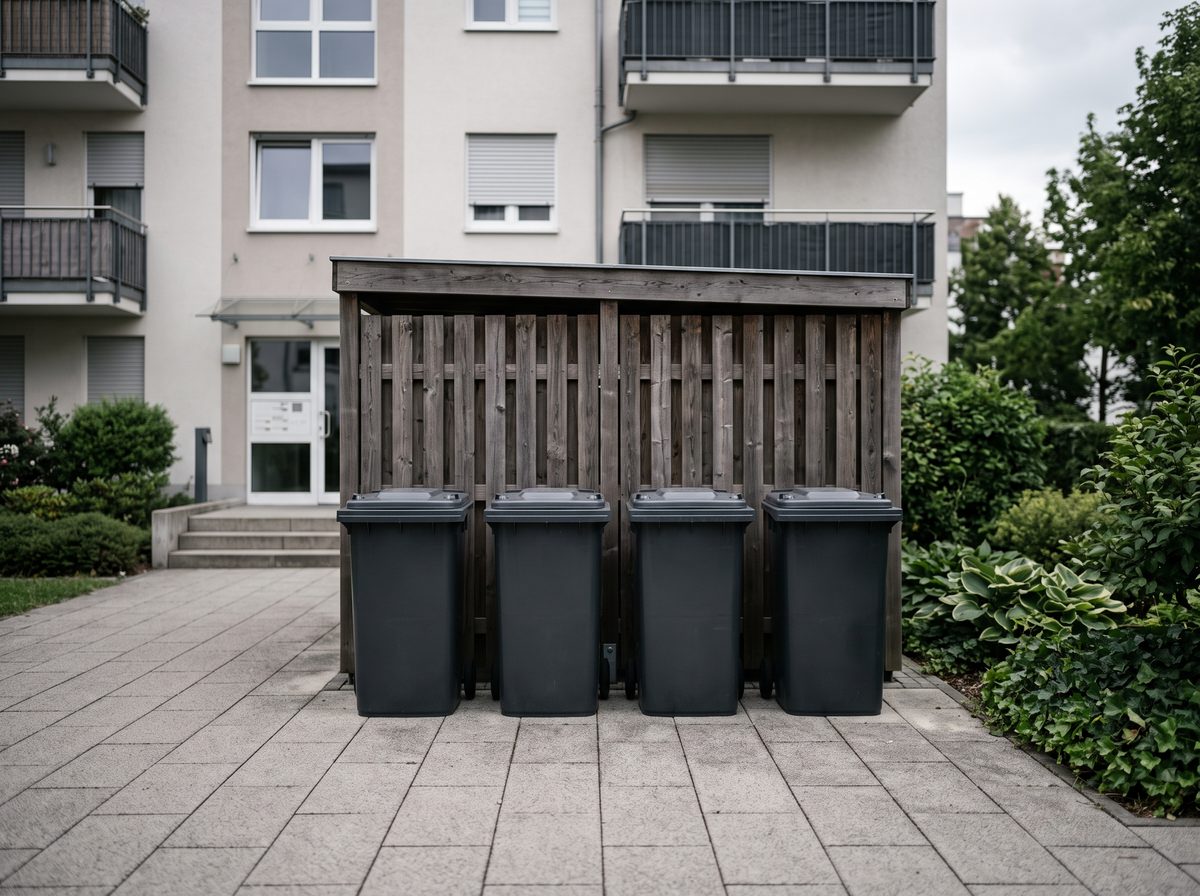 Ordentlicher Standplatz mit Abfallbehältern